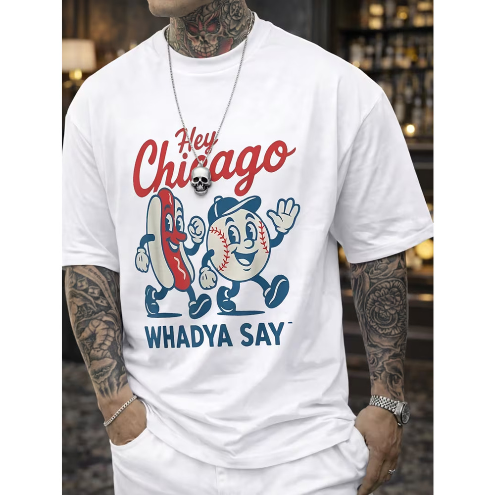 Chicago T Shirt 2XX Retro MLB White Large Throwback Men's Cubs Tee New Wrigley